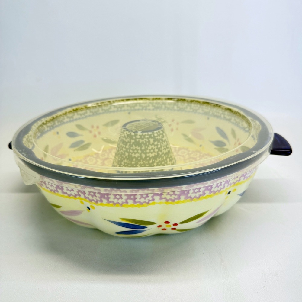 Temp-tations Old World Confetti Bundt Baker Ceramic with Lid